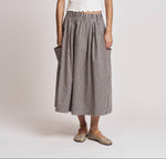 Amanda Pleat Waist Gingham Skirt buy at boltranchstore.com womens prairie skirt pockets gingham plaid brown and white elastic waist populat ballerina farm skirt free shipping