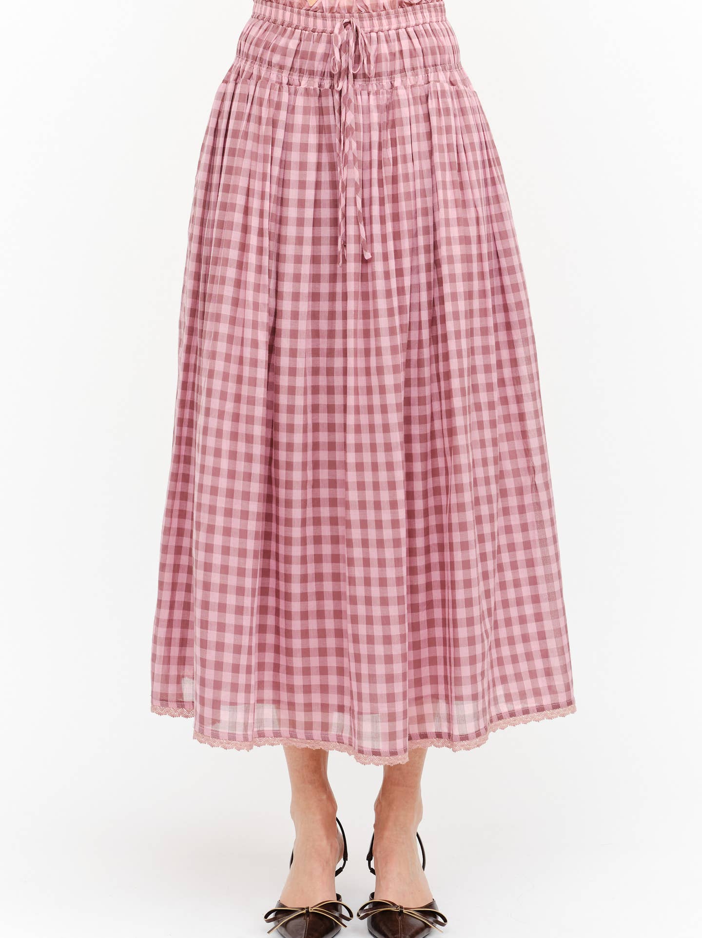 Amelie Skirt Mauve Gingham bolt ranch store womens western style skirt in mauve gingham