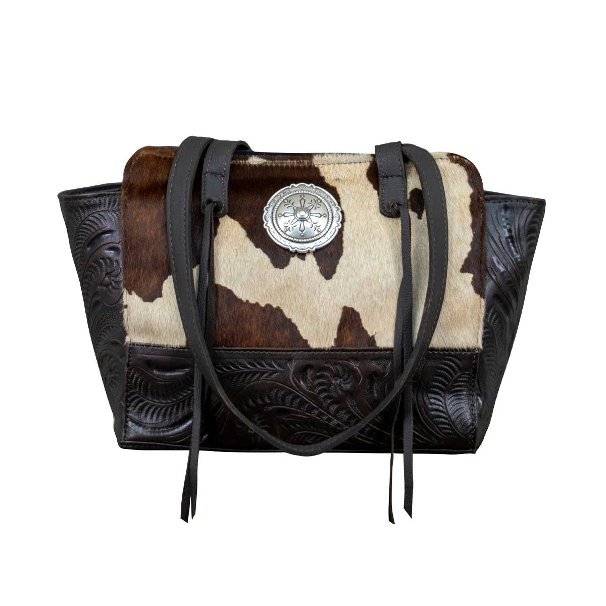 American West Cow Town Zip Top Tote Hand Tooled Leather western fashion bag purse womens Boltranchstore.com Free Shipping