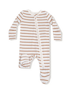 Angel Dear Vintage Stripe Brown Zipper Footie baby infant striped zipper baby clothes at Boltranchstore.com