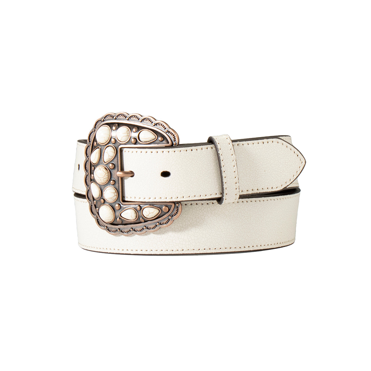 Angel Ranch White Cracked Leather Belt
