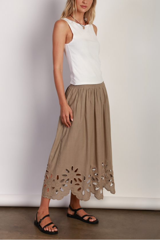 G5W82LS615-OLV Dylan Anna Skirt womens lace eyelet cute popular summer skirt olive green Boltranchstore.com Western Clothing store free shipping womens
