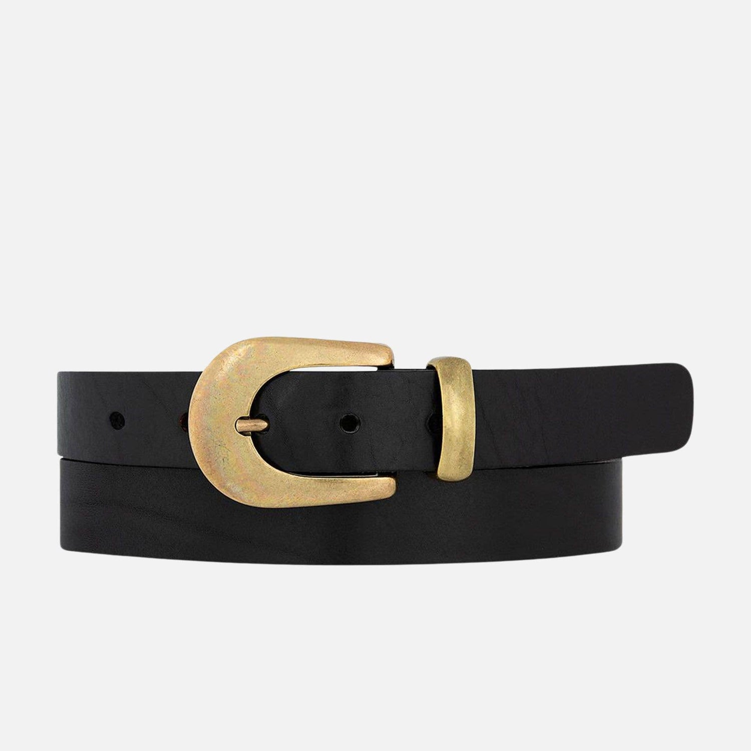 Annie Skinny Leather Belt Gold Buckle skinny leather belt with antique gold buckle at boltranchstore.com