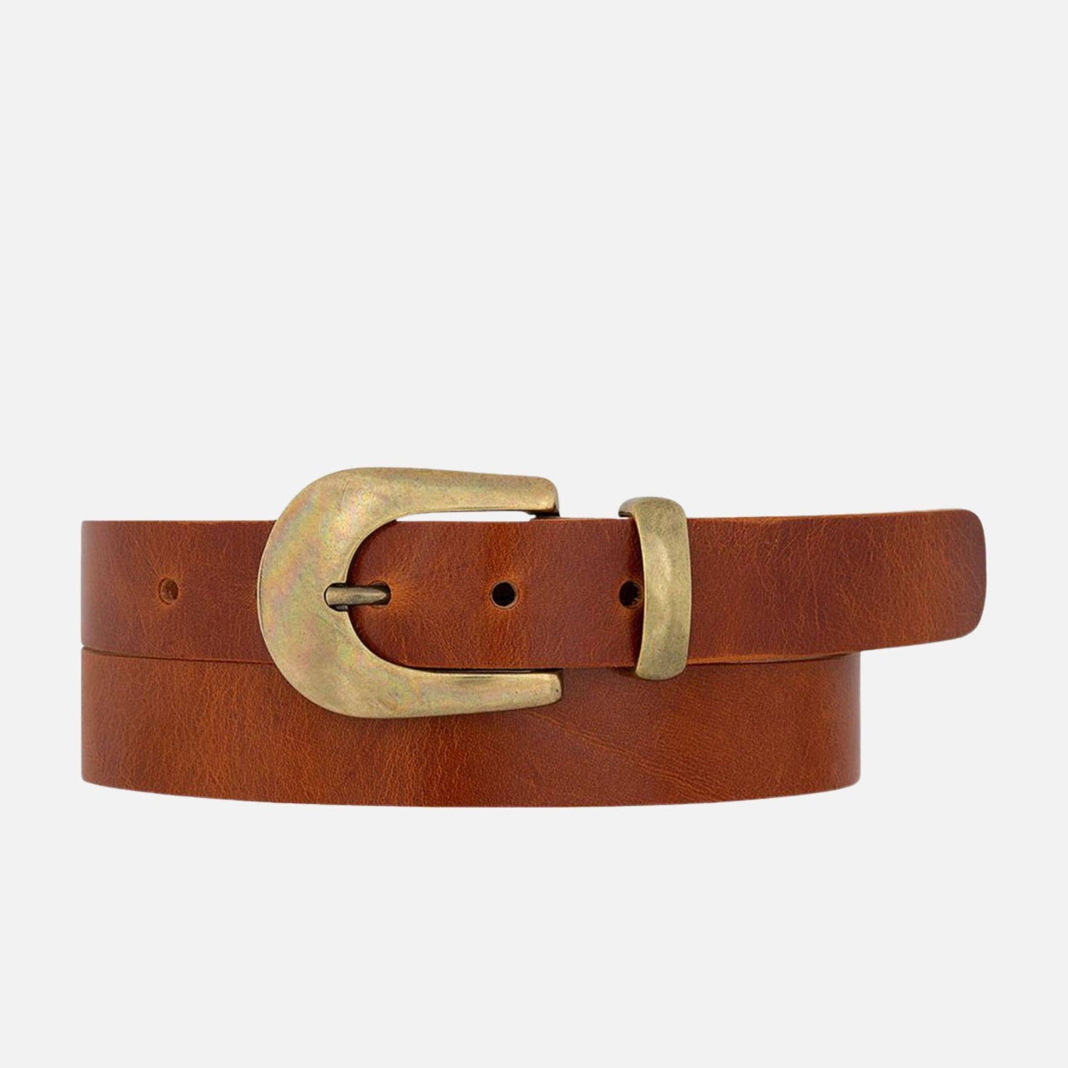 Annie Skinny Leather Belt Gold Buckle