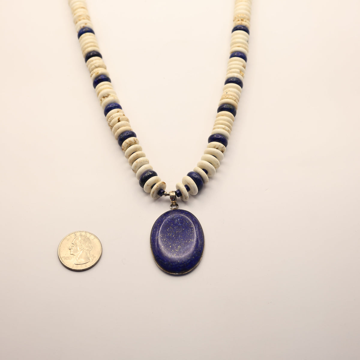 Aponi Shell and Lapis Necklace vintage indian jewelry at boltranchstore.com