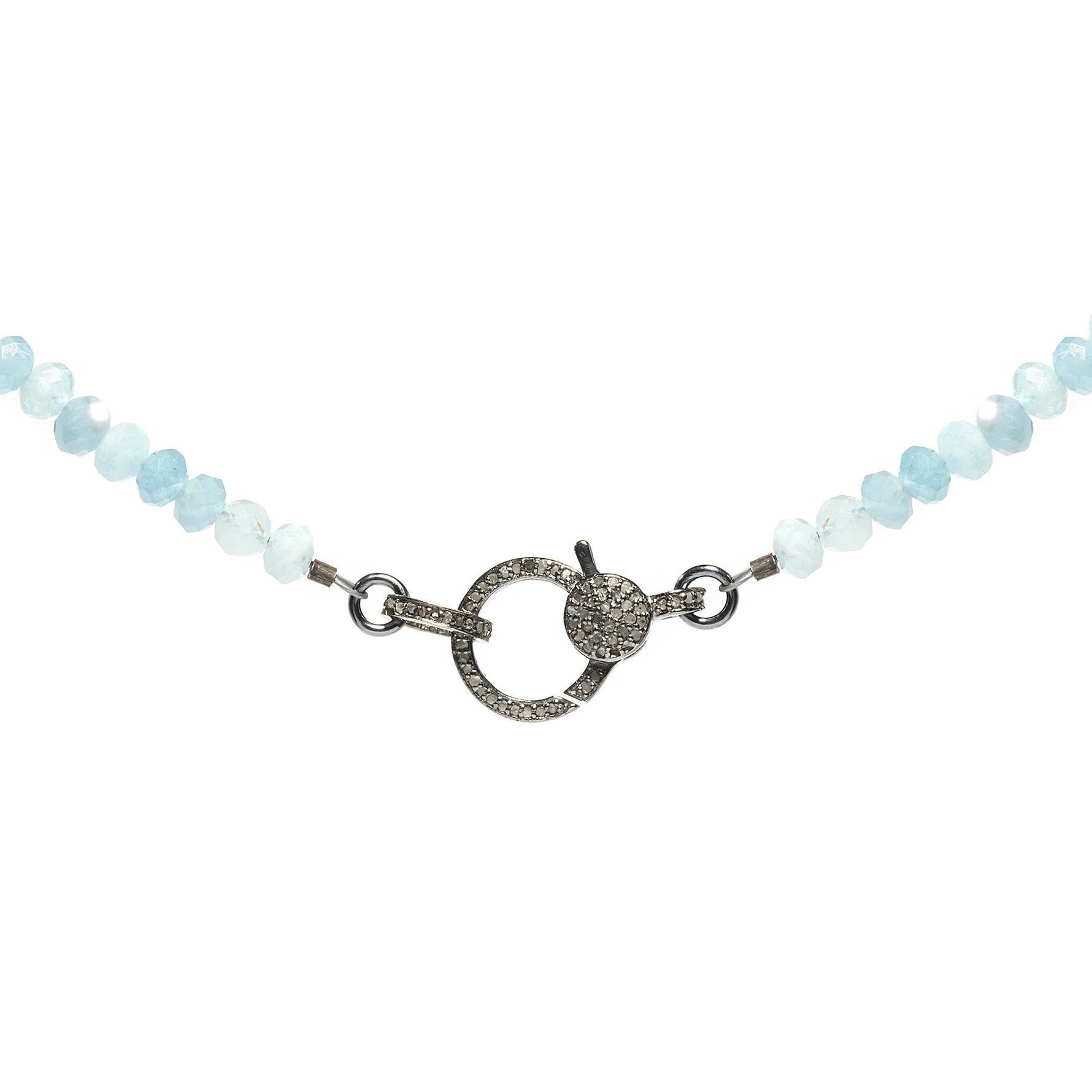 Makhala Aquamarine with Diamond Closure Oxidized Silver