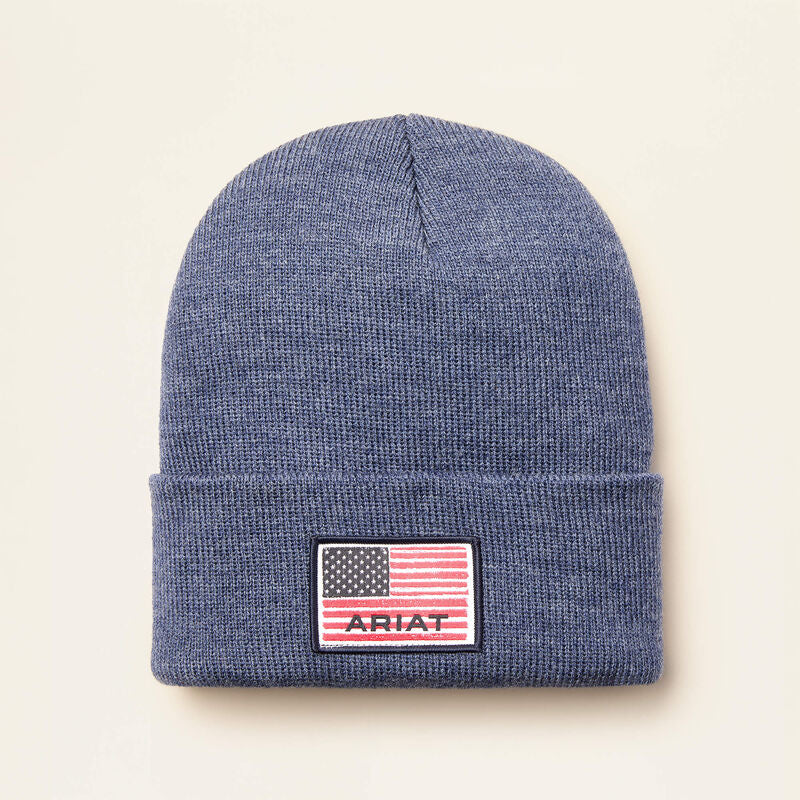 Ariat Mens Rebar American Flag Patch Beanie