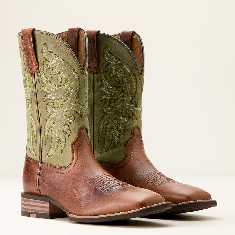 Ariat Mens Slingshot Tan Green Boot at boltranchstore.com  free shipping cowboy boot mens boot brown and green boot line dancing boot mens western boot rodeo boot 