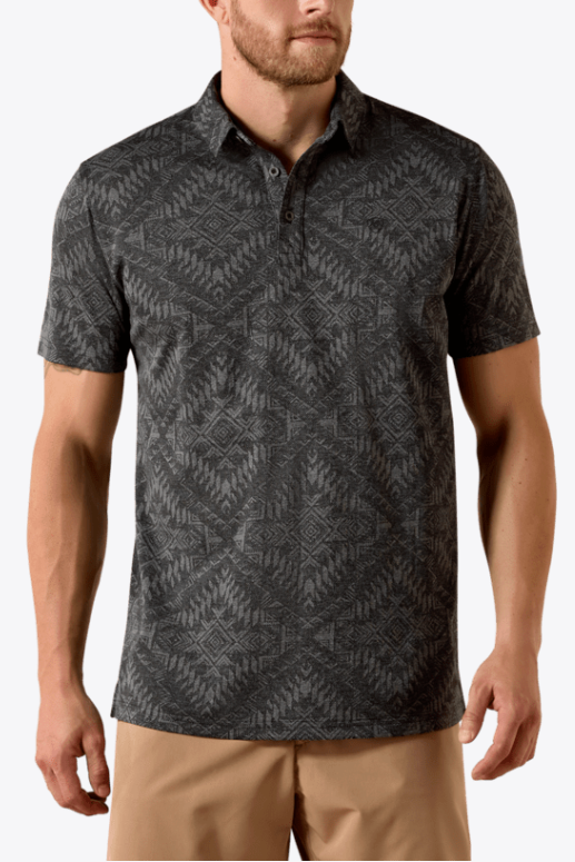 Ariat Mens Jacquard Printed Fitted Polo shop at boltranchstore.com western wear free shipping