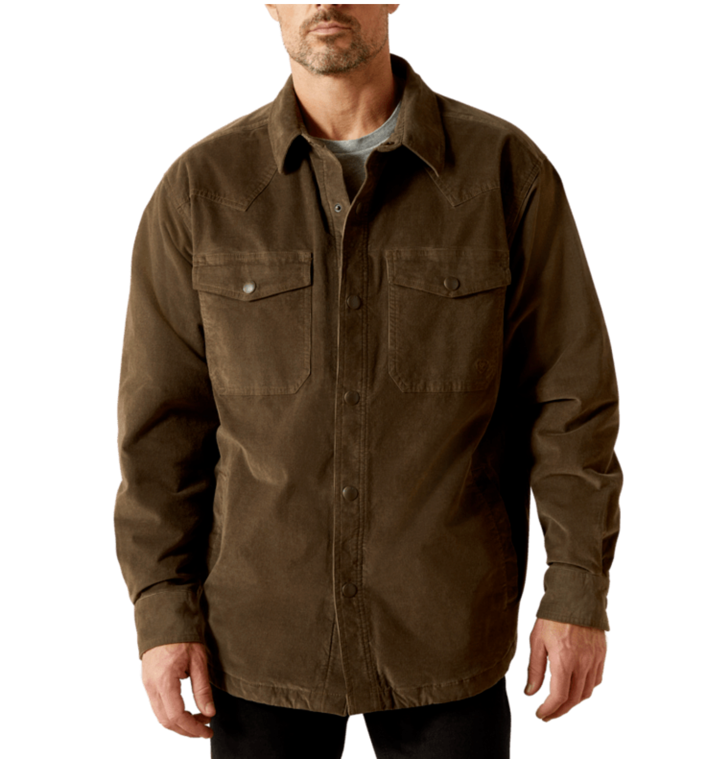 Ariat Mens Retro Corduroy Shirt Jacket full button up shacket ideal for layering at boltranchstore.com