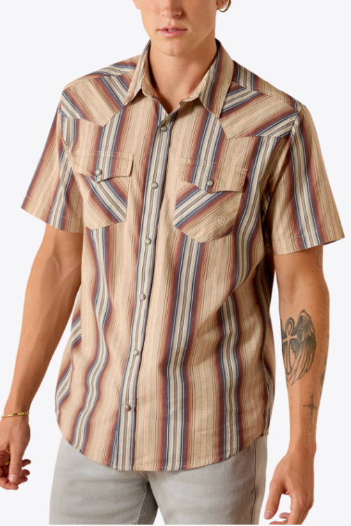 Ariat Mens Retro Haver Fitted Snap Shirt buy at boltranchstore.com western wear striped cowboy western shirt mens new 2026 free shipping