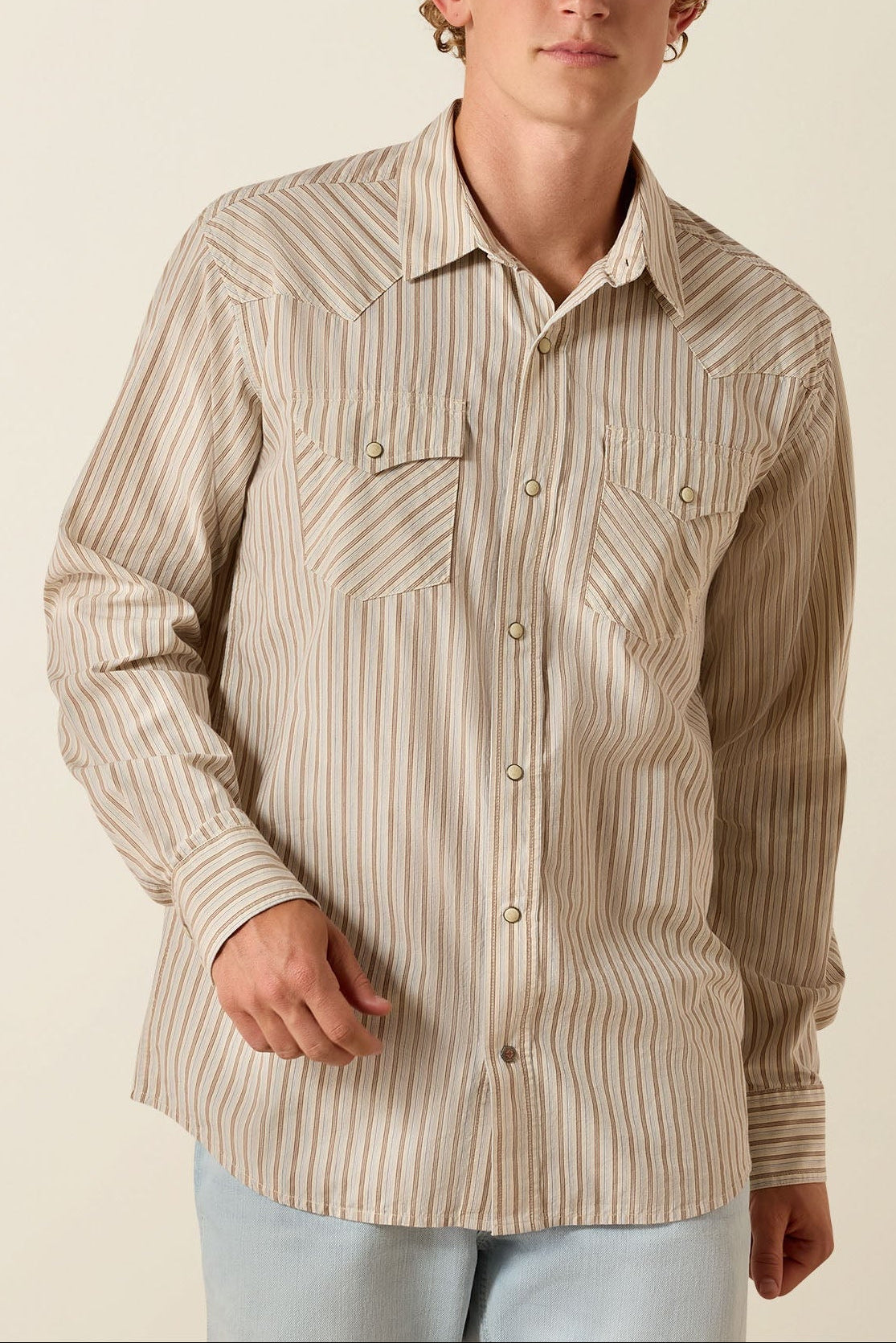 Ariat Mens Retro Hesper Fitted Snap Shirt 10071090 striped tan blue mens shirt free shipping Ariat Boltranchstore.com