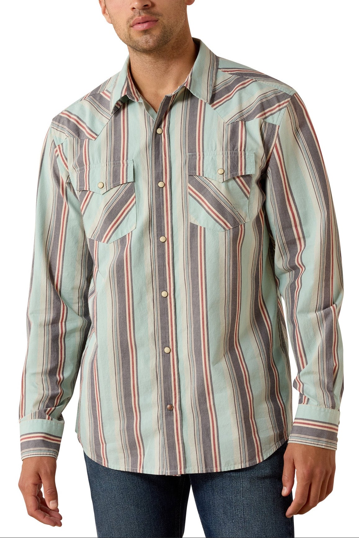 Ariat Mens Retro Hesperus Fitted Snap Shirt 10071089 Mens western rodeo shirt striped popular Ariat mens fashion cowboy Boltranchstore.com free shipping