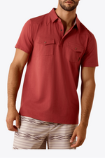 Ariat Mens Retro Western Snap Polo buy at boltranchstore.com western wear mens short sleeve red polo free shipping popular 