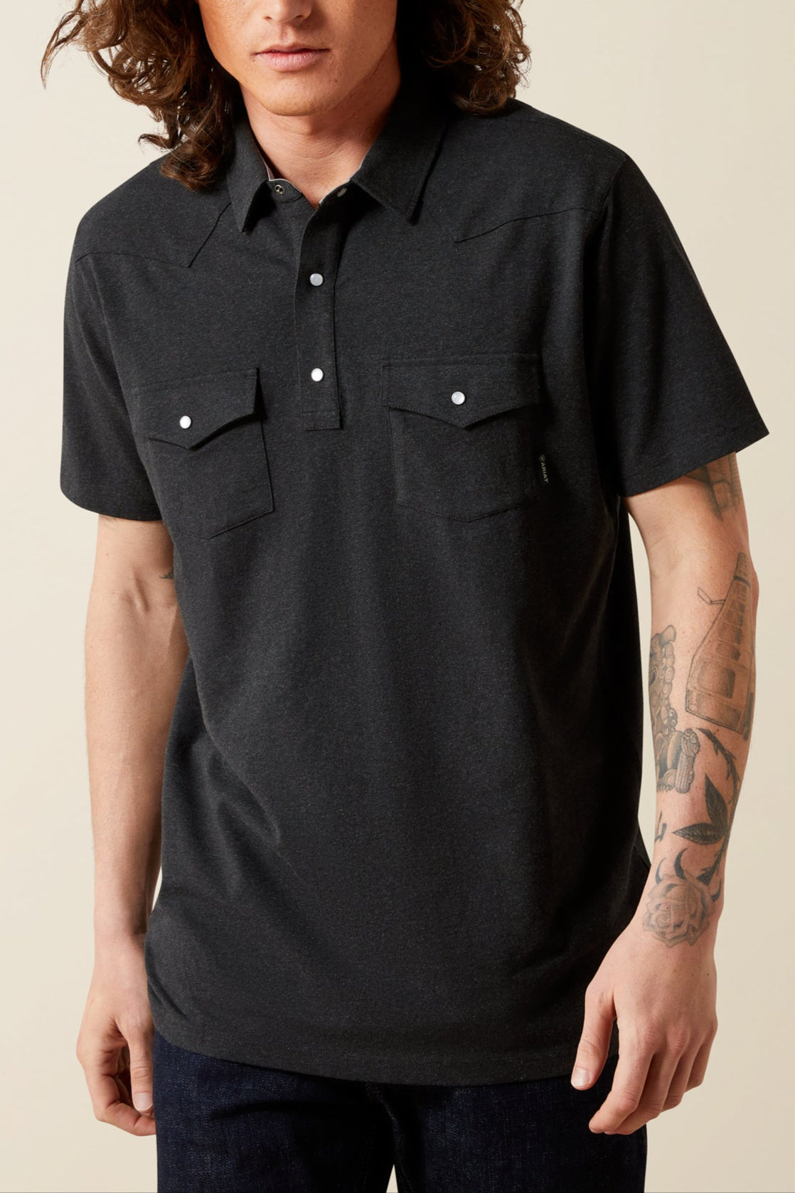 Ariat Mens Retro Western Snap Polo Shirt Buy at Boltranchstore western apparel