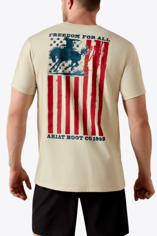 Ariat Mens Split Freedom Painted Classic Fit T Shirt find at boltranchstore.com 10071200 americana flag american cowboy free shipping