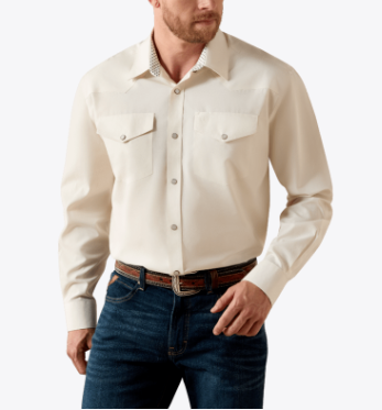 Ariat Mens Wrinkle Free Pinpoint Oxford Classic Fit Shirt Boltranchstore.com long sleeve rodeo western shirt top free shipping