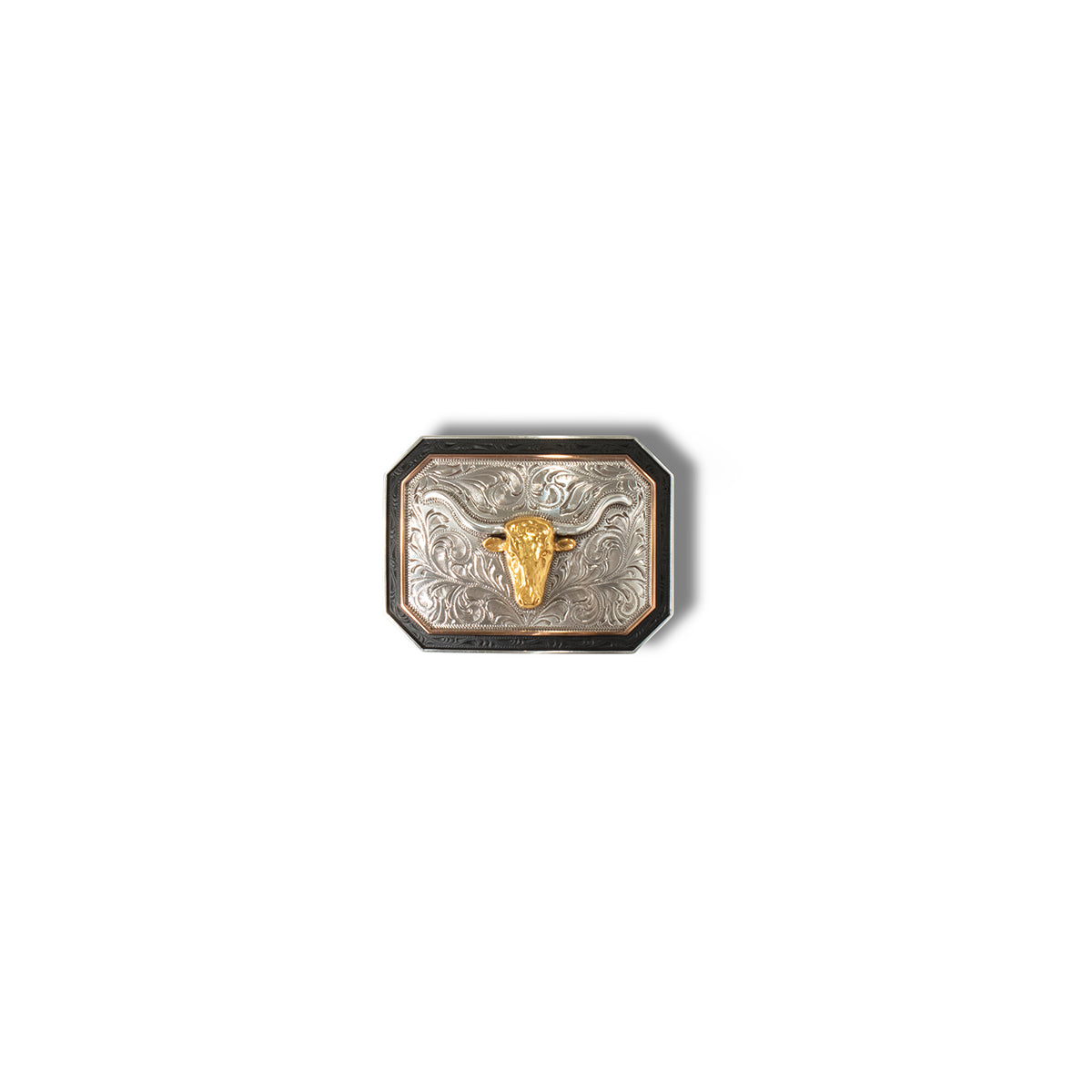 Ariat Rectangle Buckle Longhorn Antique Silver
