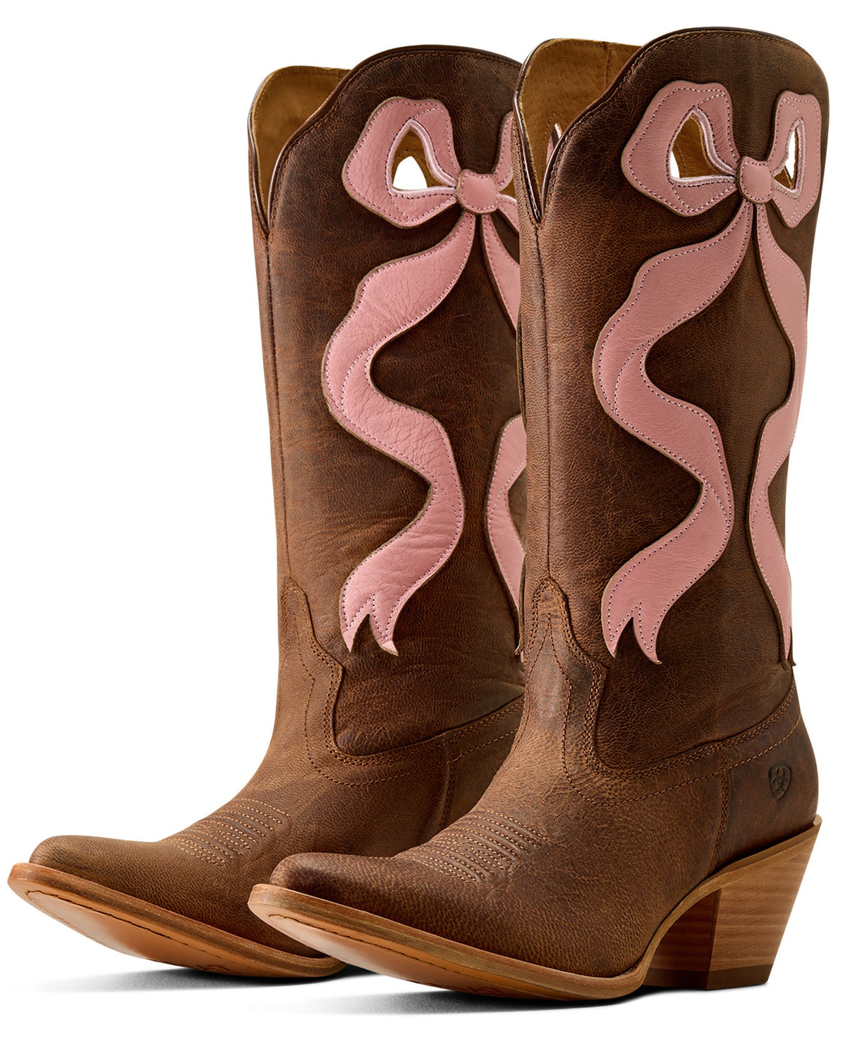 Ariat Womens Beaux J Toe Western Boot win Weathered Tan & Baby Pink at boltranchstore.com
