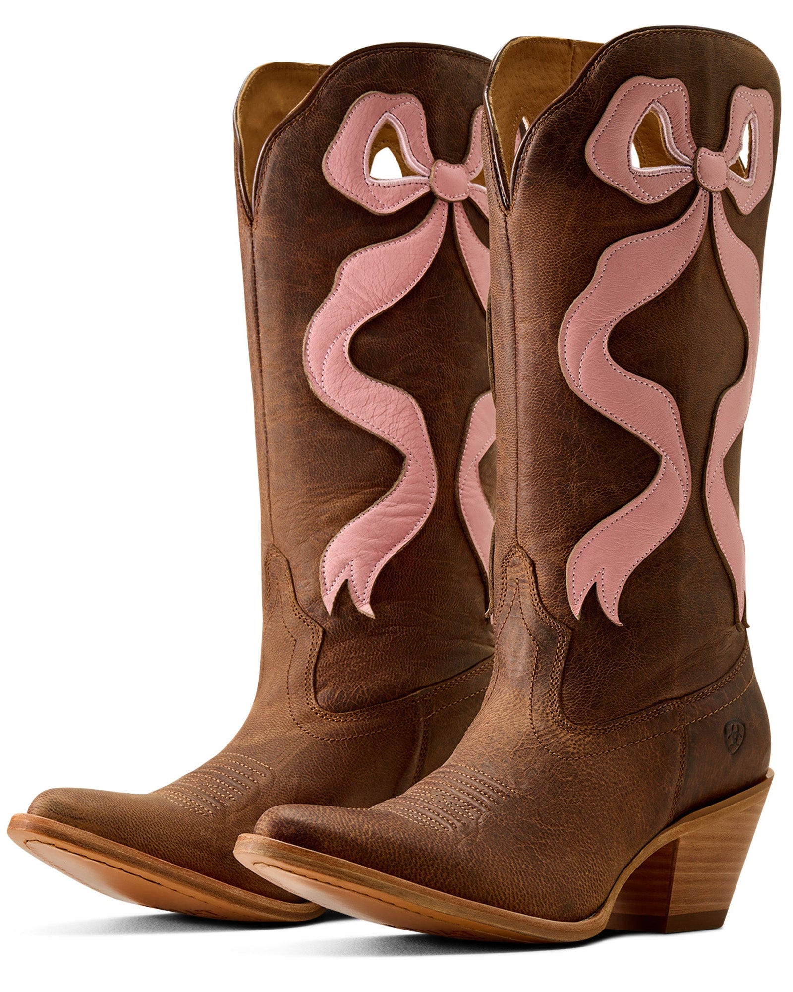 Ariat Womens Beaux J Toe Western Boot win Weathered Tan & Baby Pink at boltranchstore.com