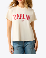 Ariat Womens Collegiate Darlin T Shirt a cream short sleeved tshirt with red screen print at boltranchstore.com