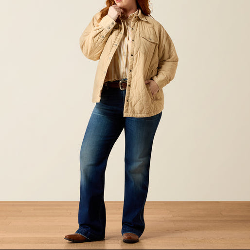 Ariat Womens Obispo Lightweight Insulated Jacket Irish Cream at boltranchstore.com in stock free shipping womens shirt jacked wearing a light beige quilted jacket 