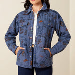 Ariat Womens Obispo Lightweight Insulated Jacket Retro Rodeo at boltranchstore.com free shipping in stock womens western jacket Woman wearing a blue patterned jacket 