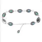 Ariat Womens Oval Turquoise Concho Silver Belt Find this at Boltranchstore.com