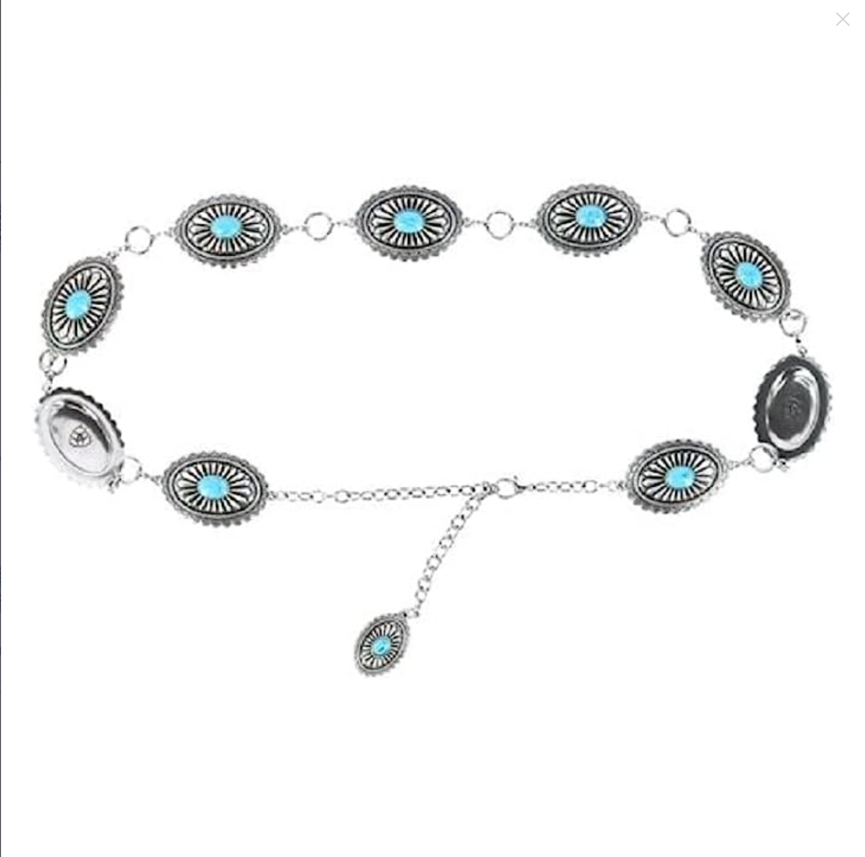 Ariat Womens Oval Turquoise Concho Silver Belt Find this at Boltranchstore.com