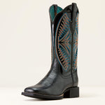Ariat Womens Round Up Ruidoso Boot a western boot with colorful embroidered shaft in a square toe black boot at boltranchstore.com