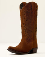 Ariat Womens Vallie X Toe Western Boot oiled tan premium suede cowgirl boot with tonal shaft underlays womens western boutique Utah SKU 10080304