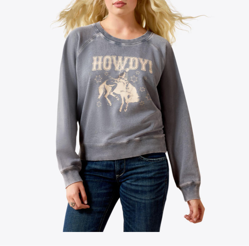 Ariat Womens Vintage Raglan Sweatshirt find at boltranchstorecom free shipping western wear outfit rodeo crewneck long sleeve womens 