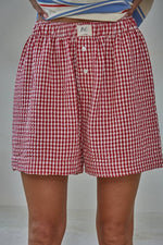 Audrey Gingham Shorts L9496 By Together Womens boxer shorts red and white gingham Boltranchstore.com Free Shipping