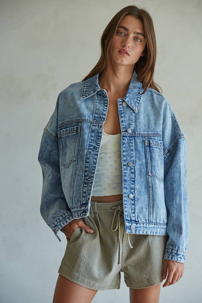 Ava Denim Button Down Jacket western boutique