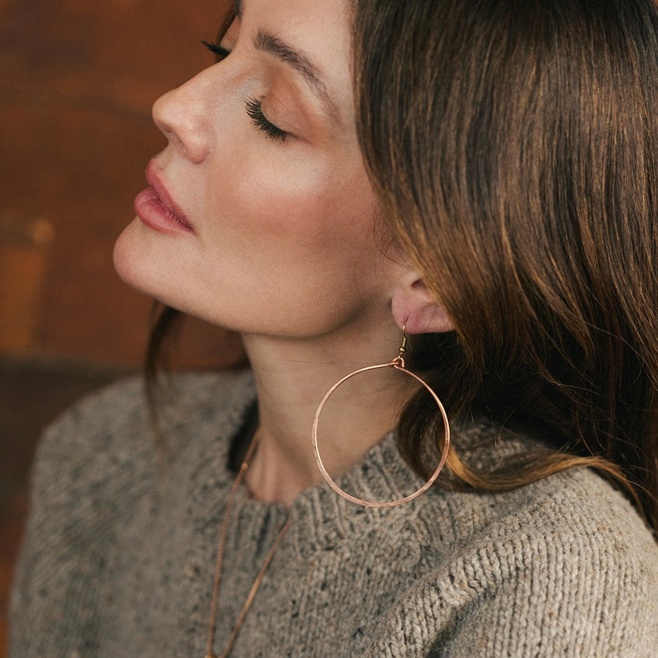 Twisted Silver Hammered Hoops
