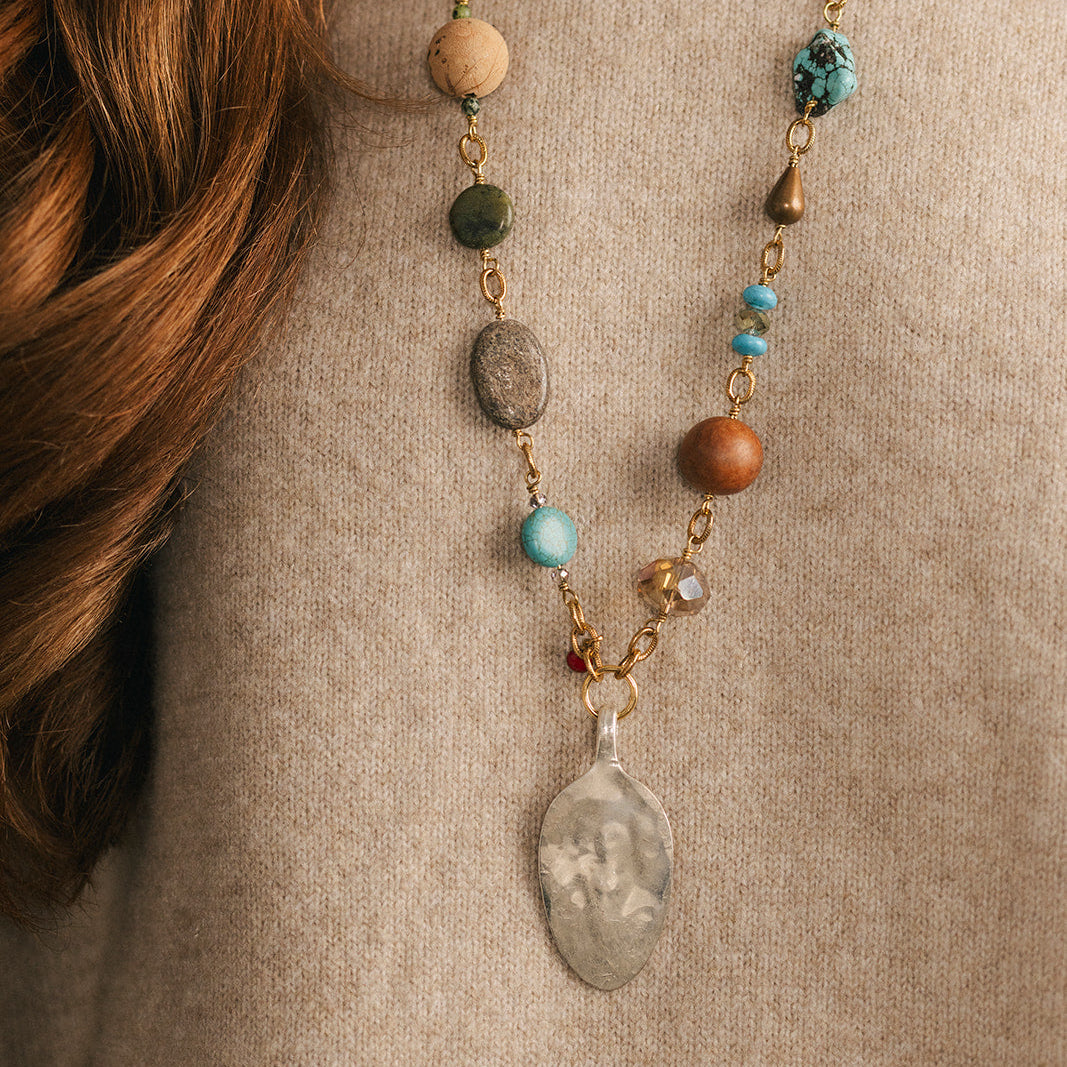 Twisted Silver Rock Rocker Necklace vintage design mixing stones glass and beads western clothing womens western boutique Utah SKU N ROCK ROCKER Boltranchstore.com