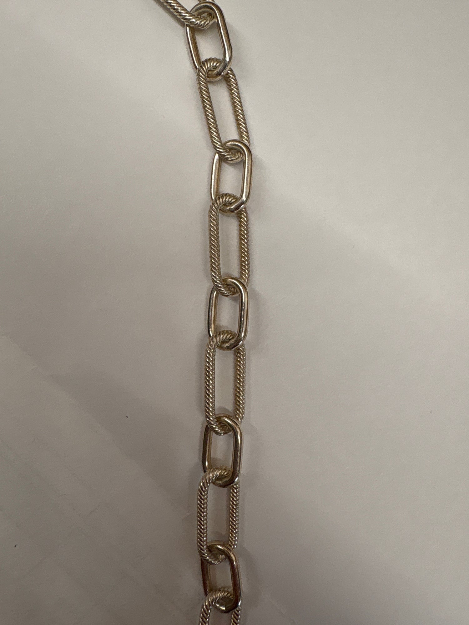 Makhala Paperclip Sterling Silver Diamond Cut Large Closure