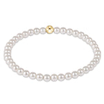 enewton Classic Pearl 4mm Bracelet white crystal pearl stretch bracelet with a single gold accent bead womens western boutique Utah SKU BCLPE4
