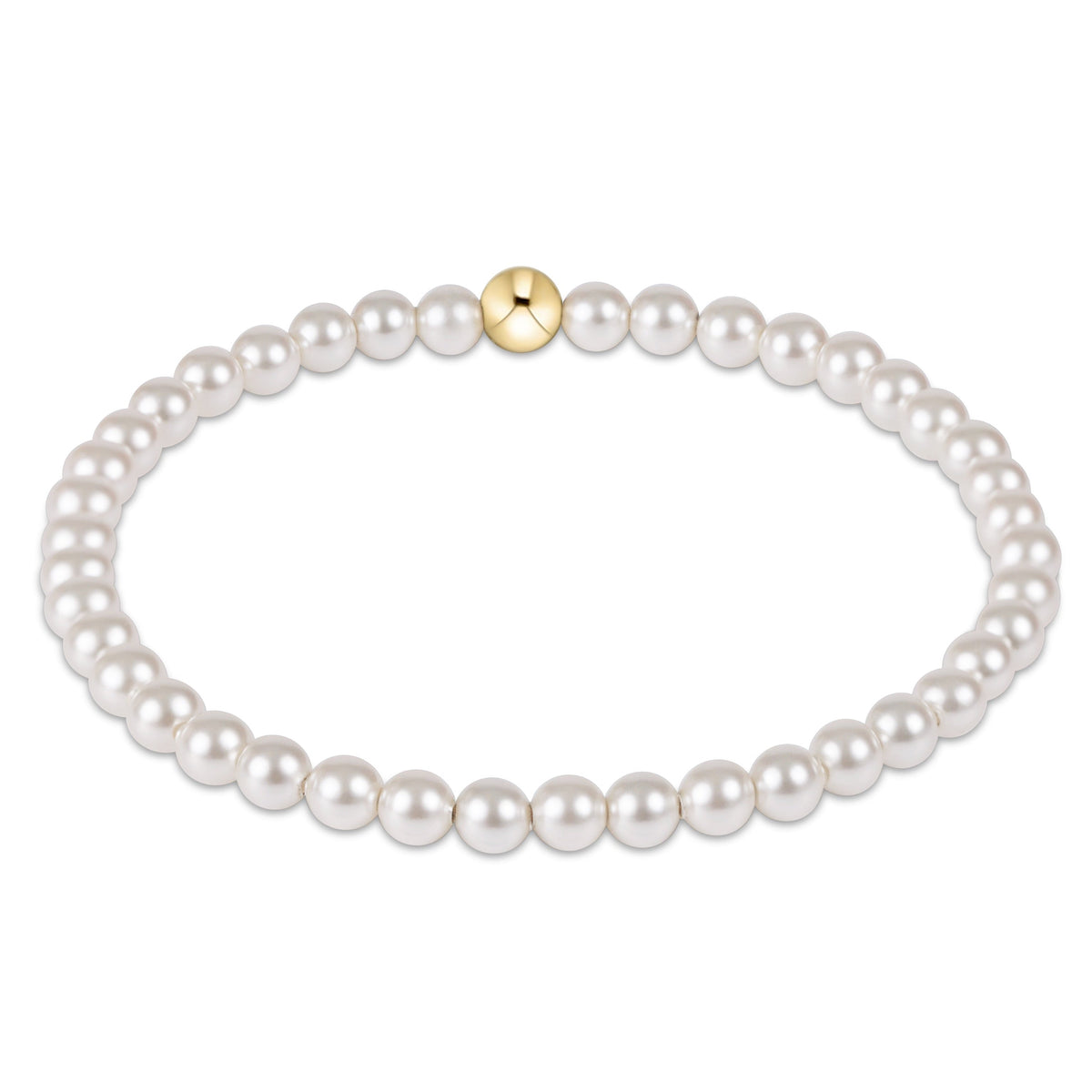 enewton Classic Pearl 4mm Bracelet white crystal pearl stretch bracelet with a single gold accent bead womens western boutique Utah SKU BCLPE4