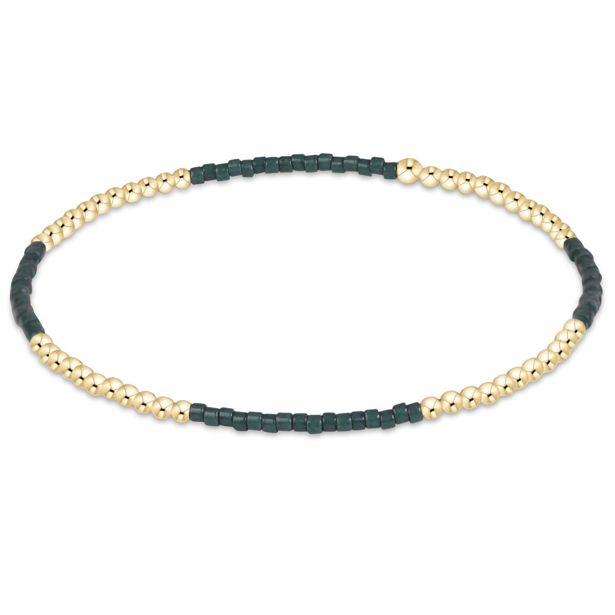 enewton Gameday Hope Blissful Bracelet Dark Green deep green seed bead stretch bracelet with gold filled beads womens western boutique Park City SKU BGDHOPBLFDKGRN