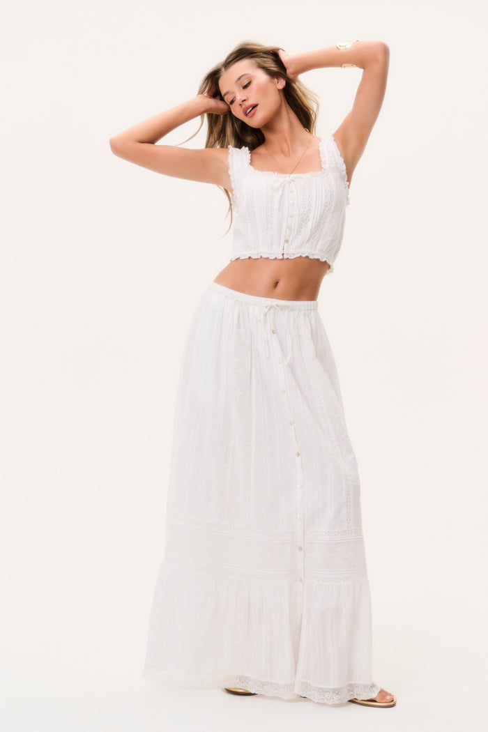 LoveShackFancy Brina Cotton Maxi Skirt
