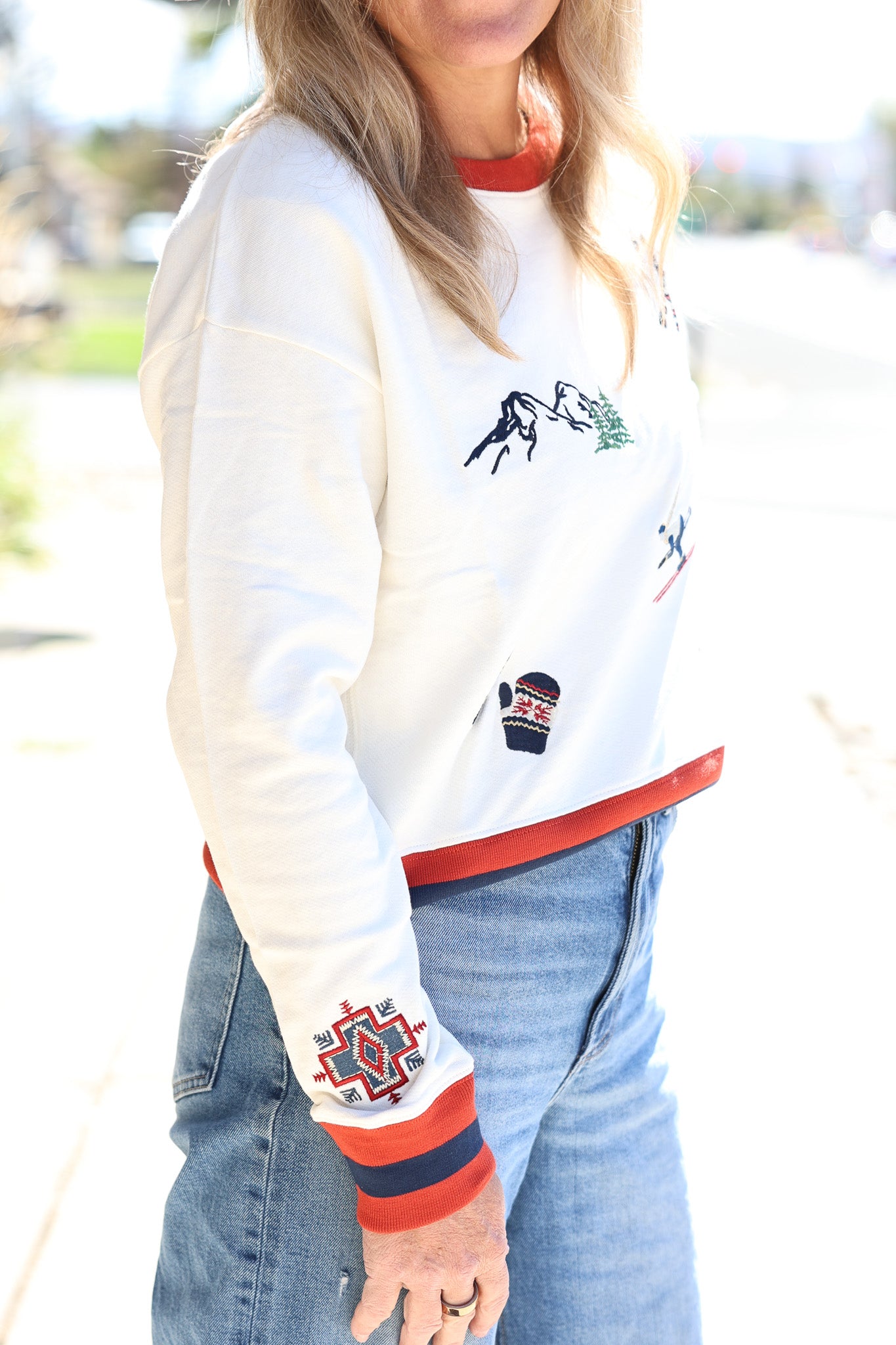 Pendleton Womens French Terry Ski Pullover side norwegian winter skiing crew at Boltranchstore.com free shipping new arrival
