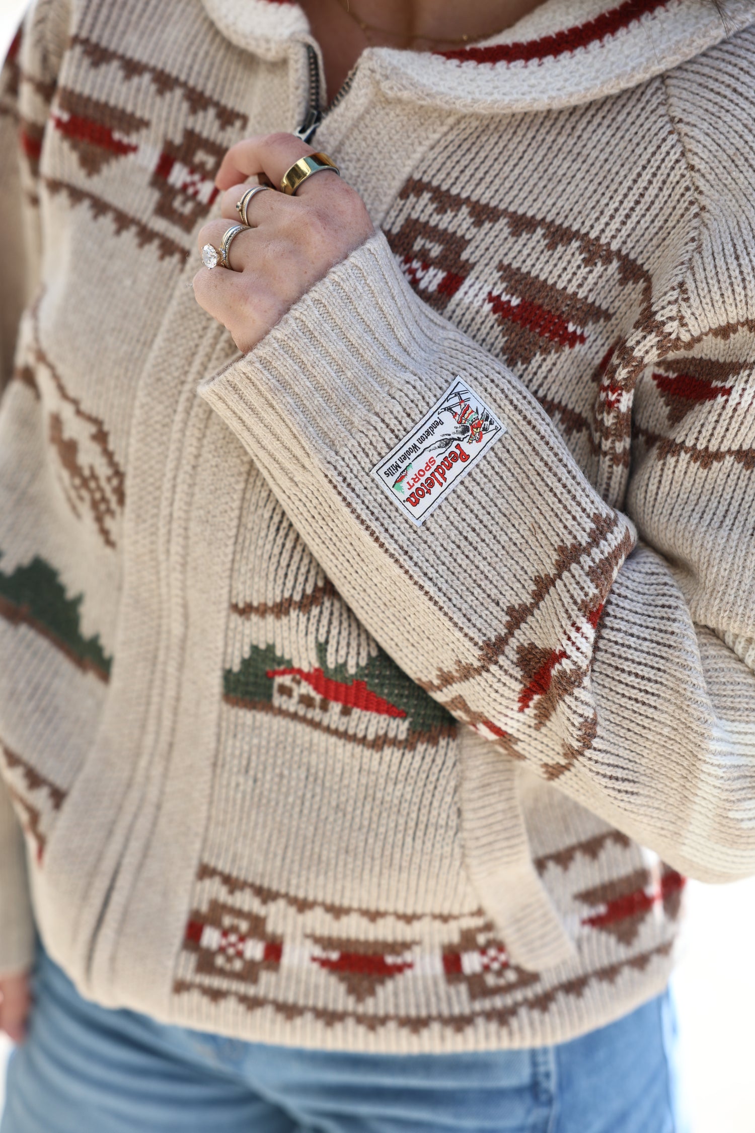 Pendleton Womens Alpine Lambswool Zip-Up Cardigan