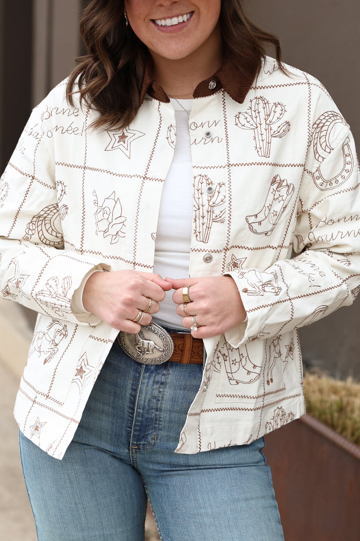 Rachel Womens Western Embroidered Jacket cream NFR womens snap jacket Boltranchstore.com free shipping