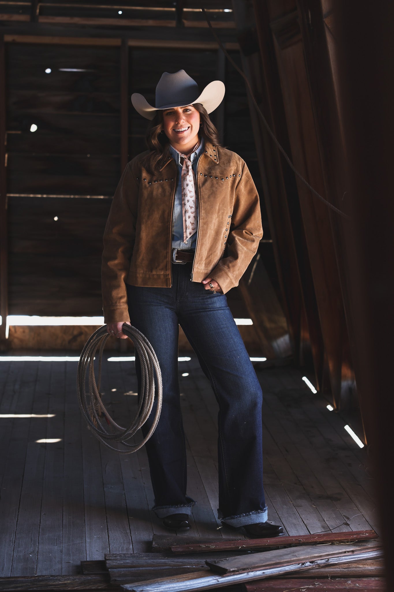 Camel Suede Studded Jacket