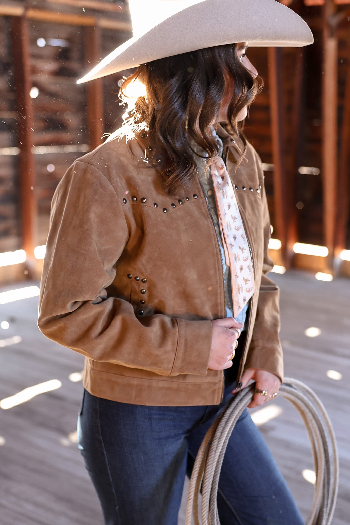 Camel Suede Studded Jacket