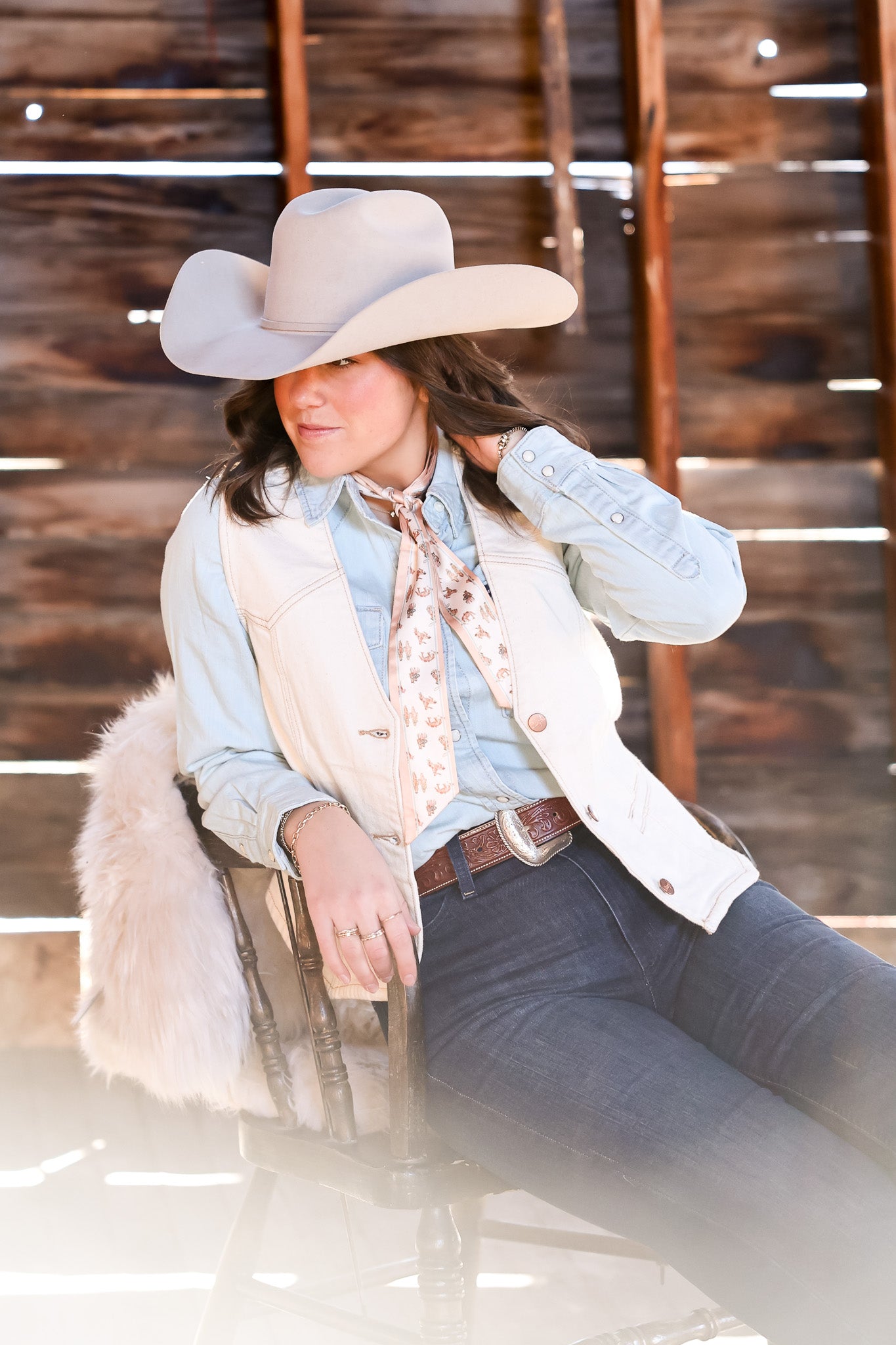 Wrangler Womens Denim Vest white vest western fashion Boltranchstore.com free shipping Womens wrangler fashion line 2026 new 