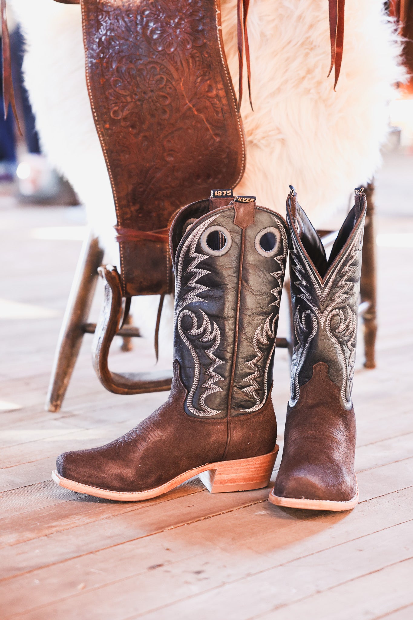 Hyer Men Cowboy boot Kinkaid Brown Boot mens riding fashion boot roughout Boltranchstore.com free shipping