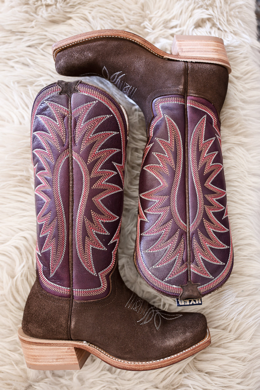 Hyer Womens Rose Hill Brown Boot NEW hyer cowgirl boot cutter toe roughout suede dark brown womens cowboy boot Boltranchstore.com free shipping