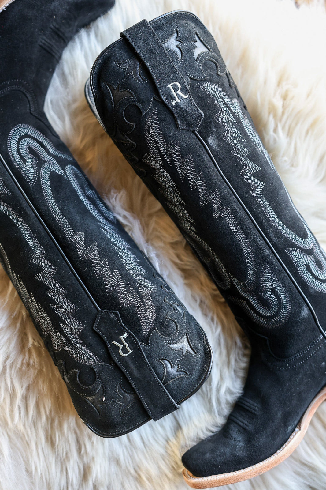 R Watson Womens Black Suede / Black Roughout